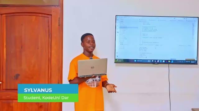 Sylvanus shows the project they built at Kodeuni